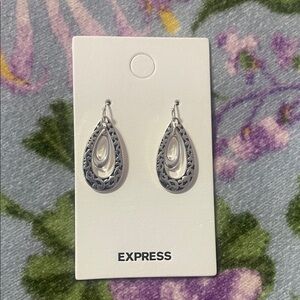 Express Intricate Silver Teardrop Earrings